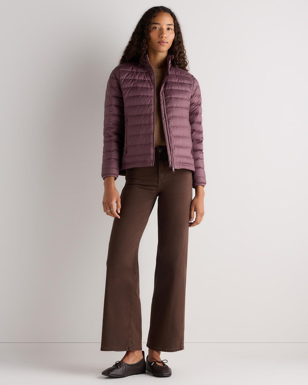 Quince Purple Lightweight Down Packable Puffer Jacket, Recycled Polyester