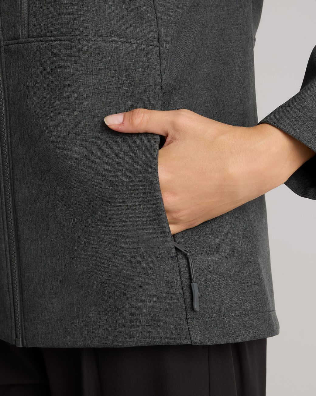 Quince Gray Softshell Fleece-Lined Full-Zip Jacket, Recycled Polyester