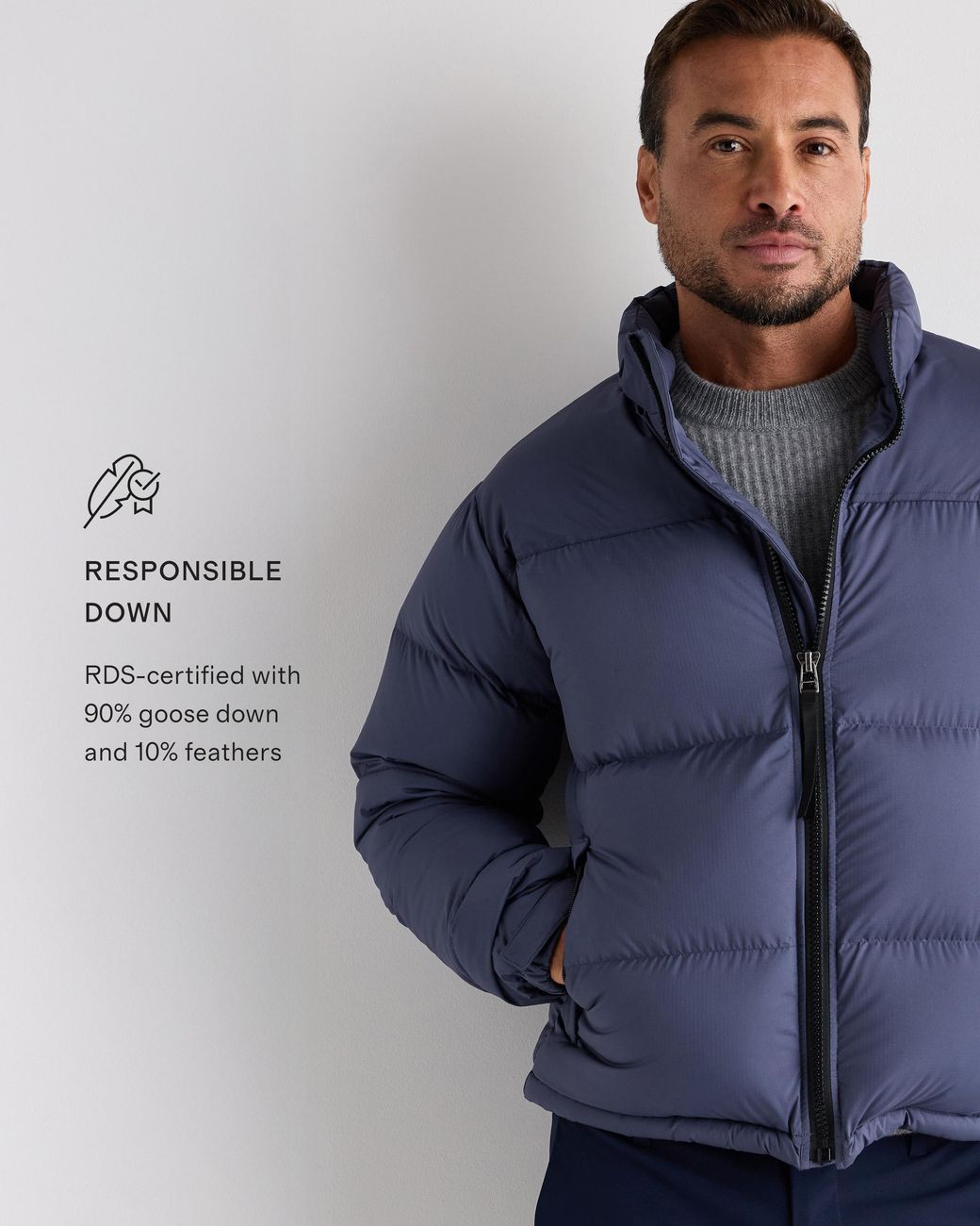 Quince Blue Responsible Down Puffer Jacket, Recycled Polyester for men
