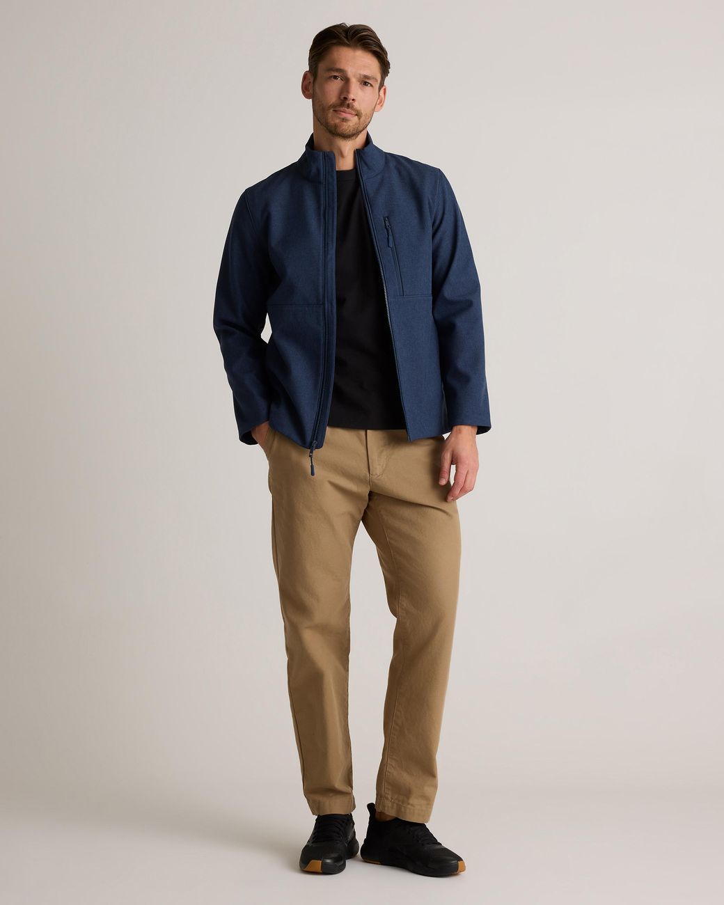 Quince Blue Softshell Fleece-Lined Full-Zip Jacket, Recycled Polyester for men