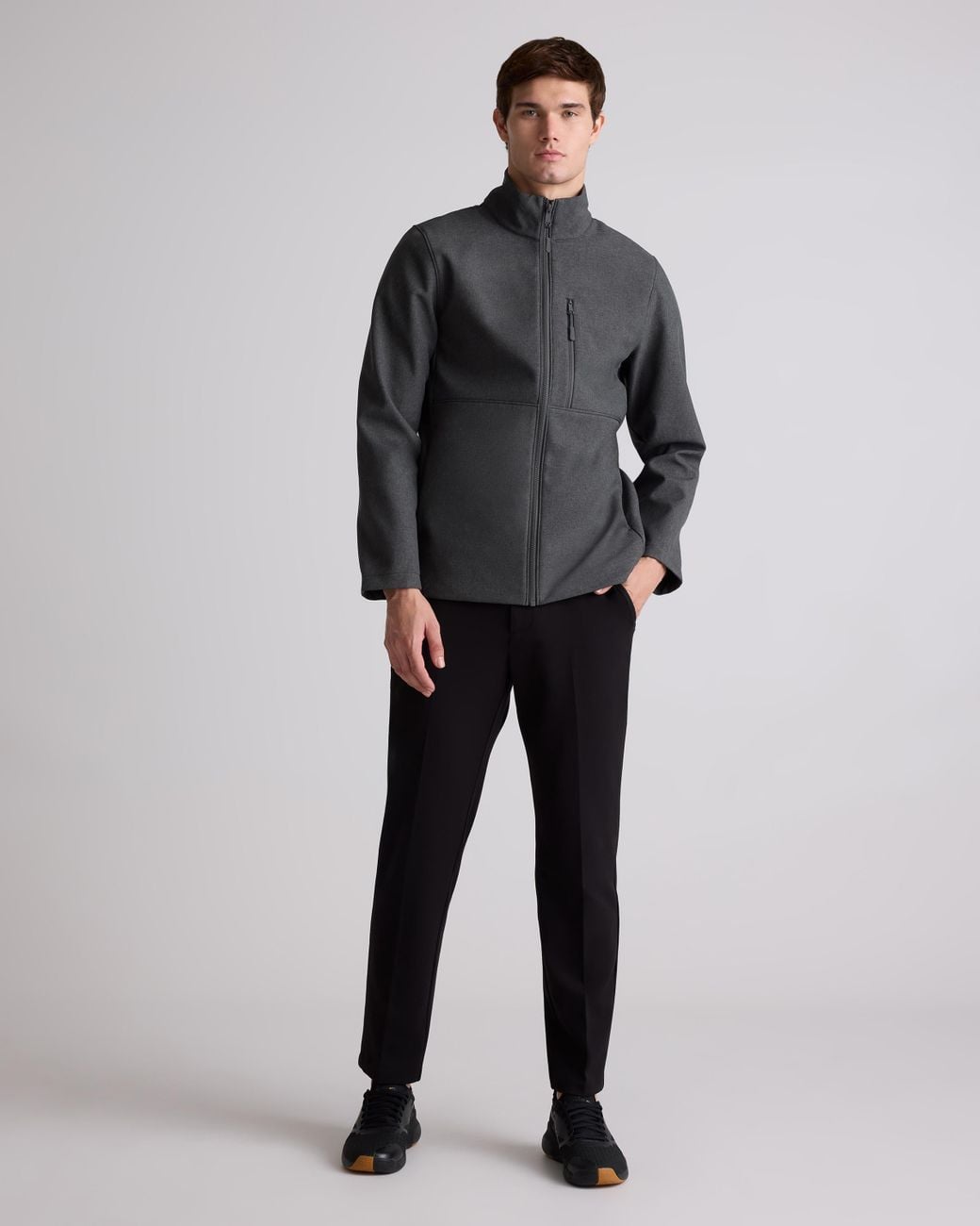 Quince Gray Softshell Fleece-Lined Full-Zip Jacket, Recycled Polyester for men
