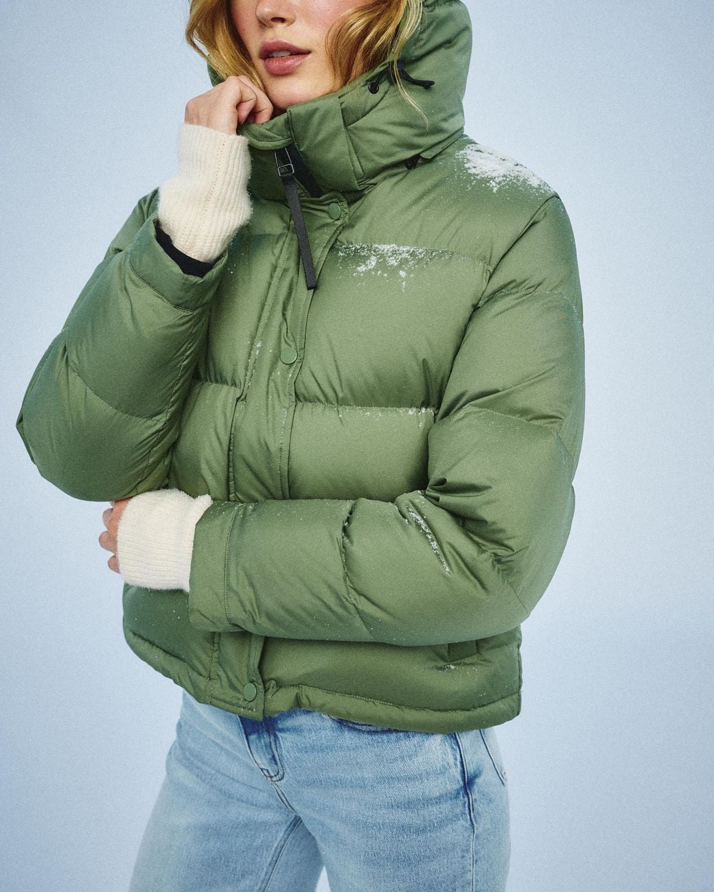 Quince Green Responsible Down Cropped Puffer Jacket, Recycled Polyester