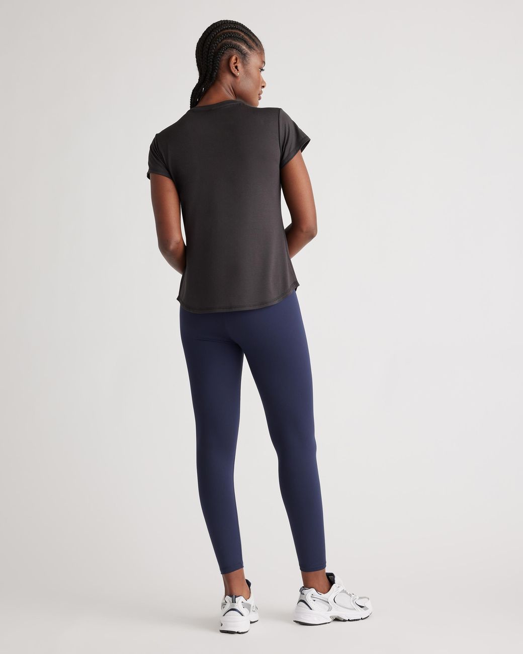 Quince Black Flowknit Breeze Tee, 100% Polyester