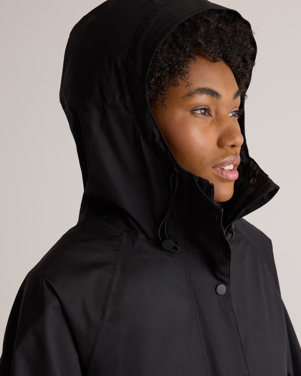 Quince Black Weather Proof Oversized Rain Jacket, Polyester/Recycled Polyester Blend