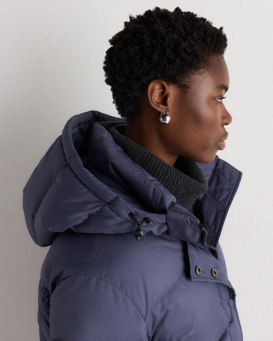 Quince Blue Responsible Down Long Puffer Jacket, Recycled Polyester