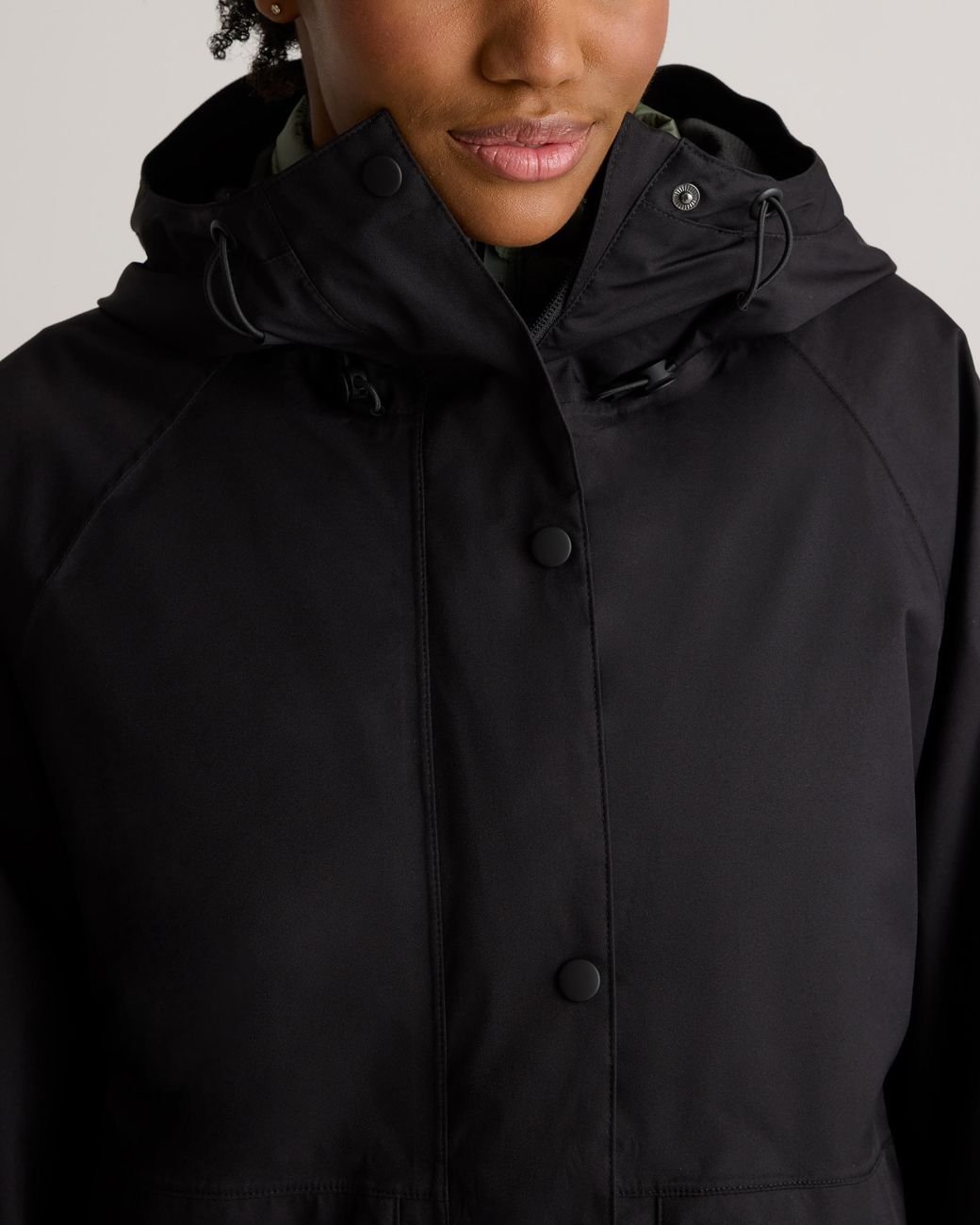 Quince Black Weather Proof Oversized Rain Jacket, Polyester/Recycled Polyester Blend