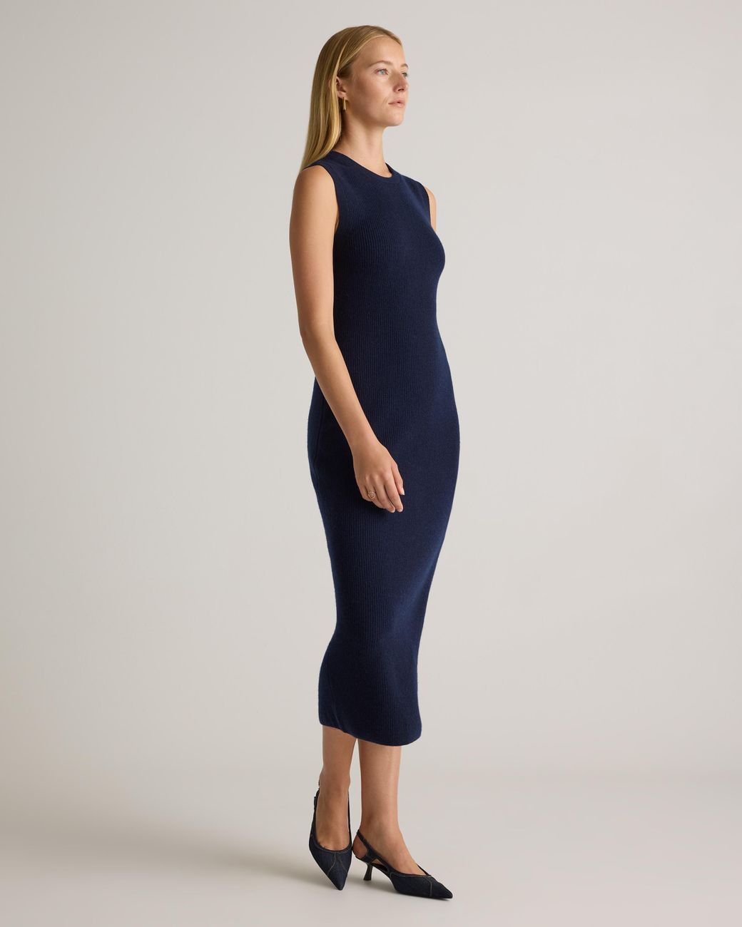 Quince Fine-Gauge Cashmere Midi Sweater Dress in Blue | Lyst