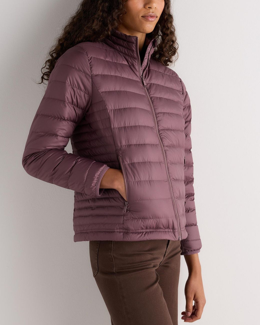 Quince Purple Lightweight Down Packable Puffer Jacket, Recycled Polyester