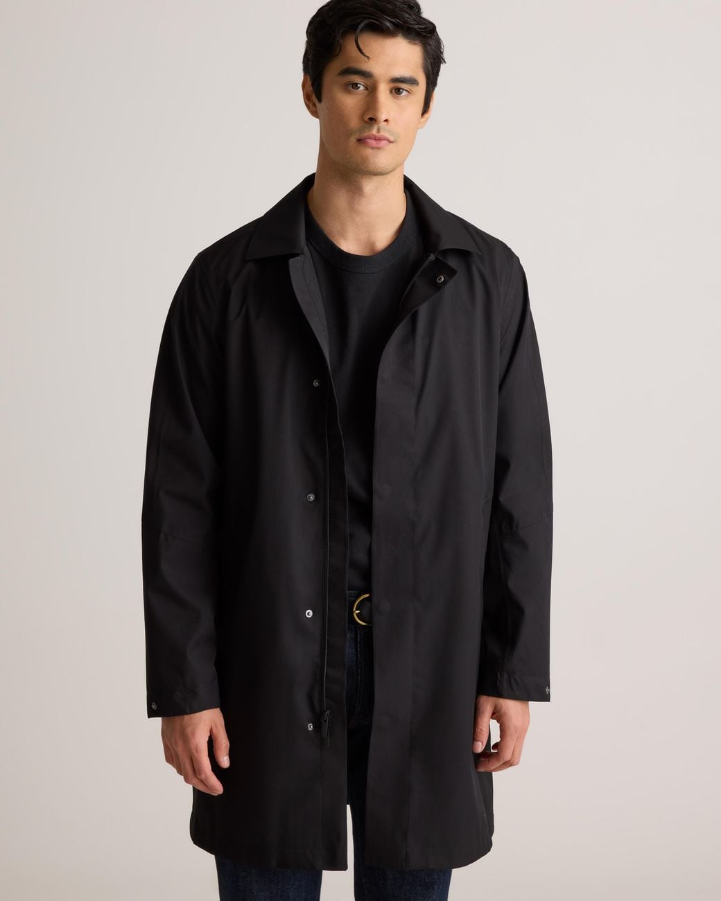 Quince Blue Weather Proof Long Rain Jacket, Polyester/Recycled Polyester Blend for men