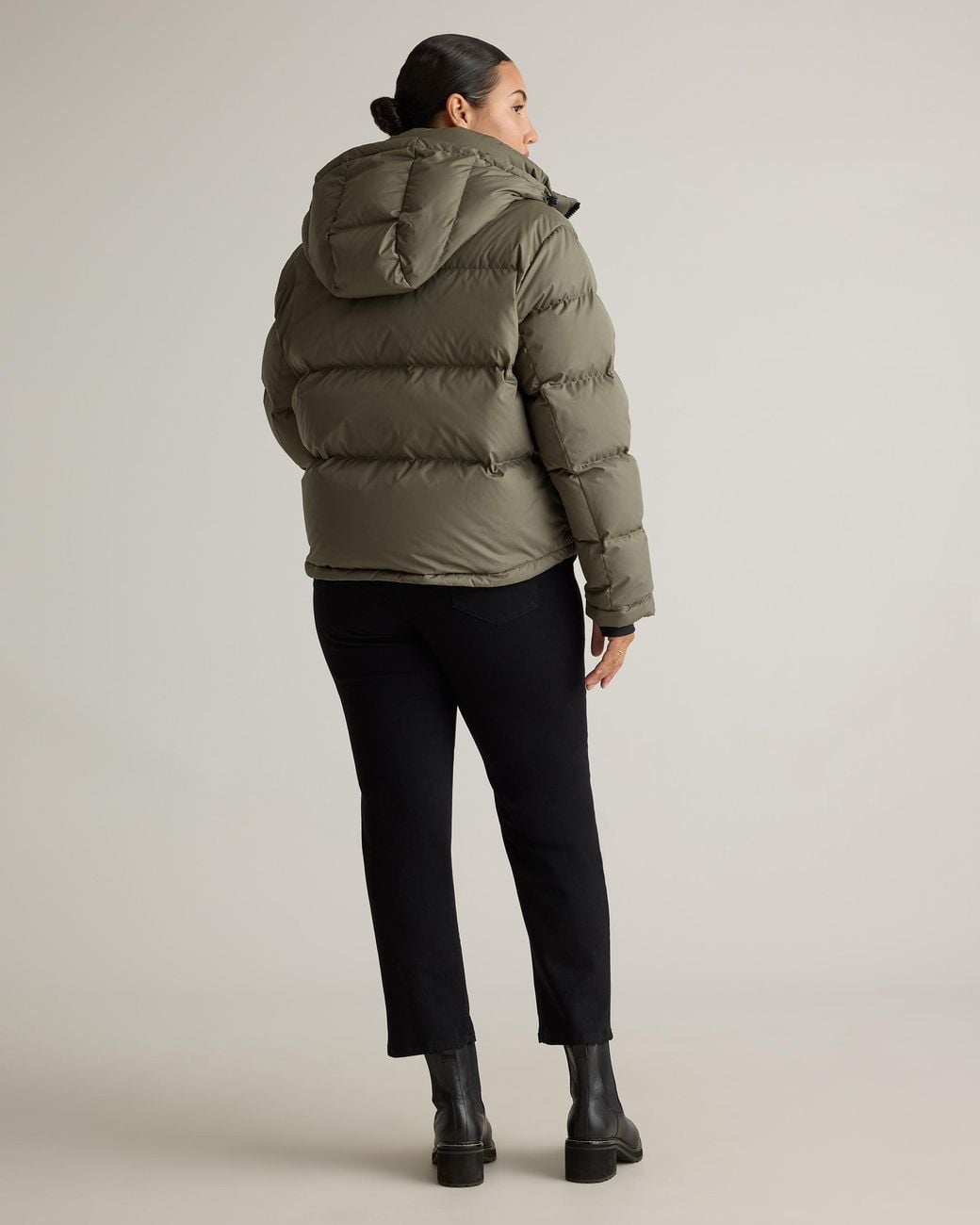 Quince Green Responsible Down Cropped Puffer Jacket, Recycled Polyester