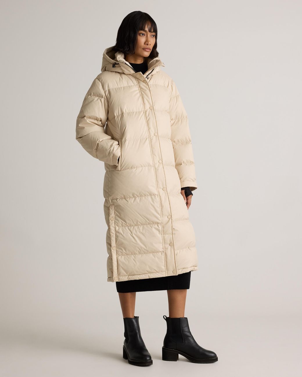 Quince Natural Responsible Down Long Puffer Jacket, Recycled Polyester