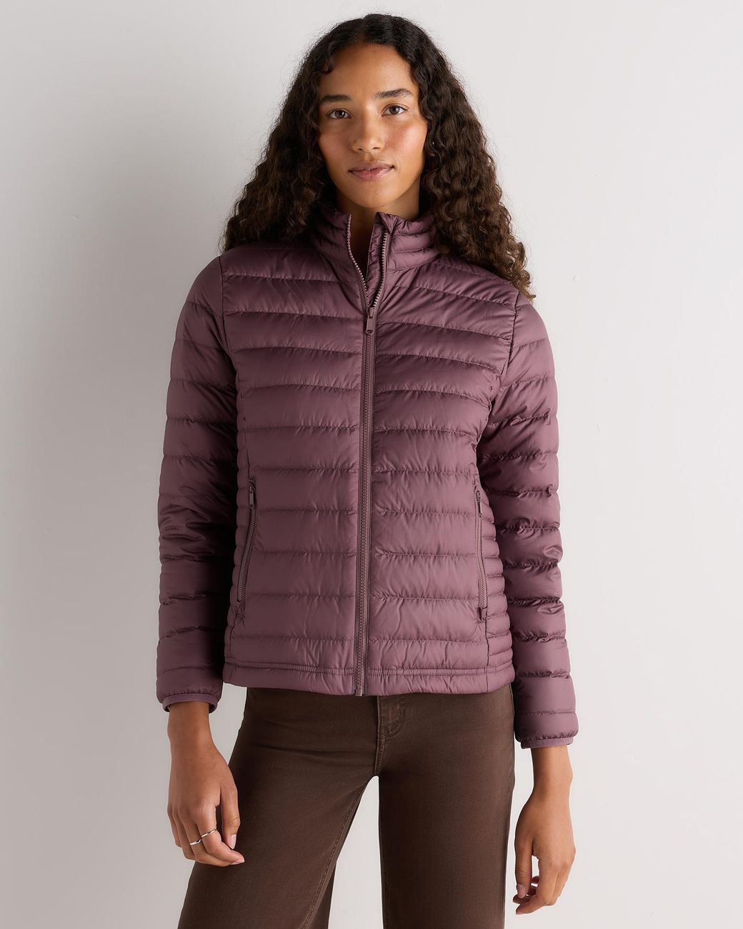 Quince Purple Lightweight Down Packable Puffer Jacket, Recycled Polyester