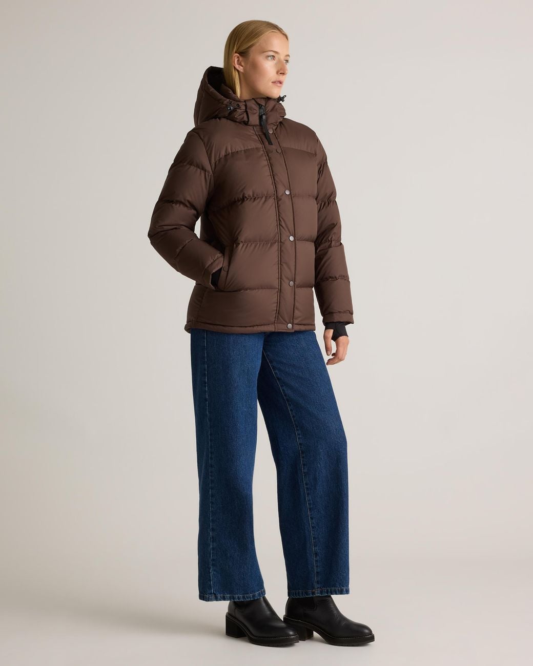 Quince Brown Responsible Down Puffer Jacket, Recycled Polyester