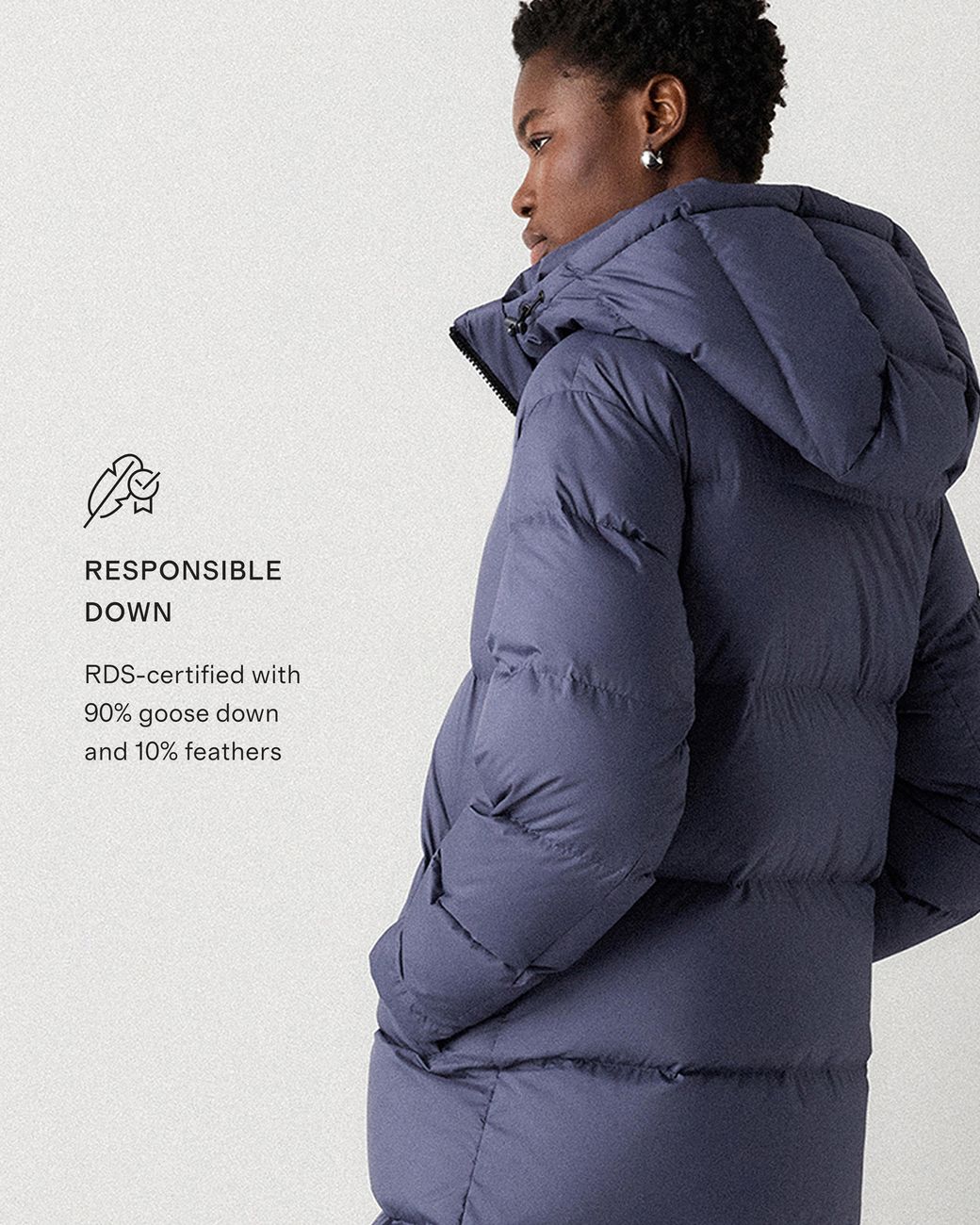 Quince Blue Responsible Down Long Puffer Jacket, Recycled Polyester