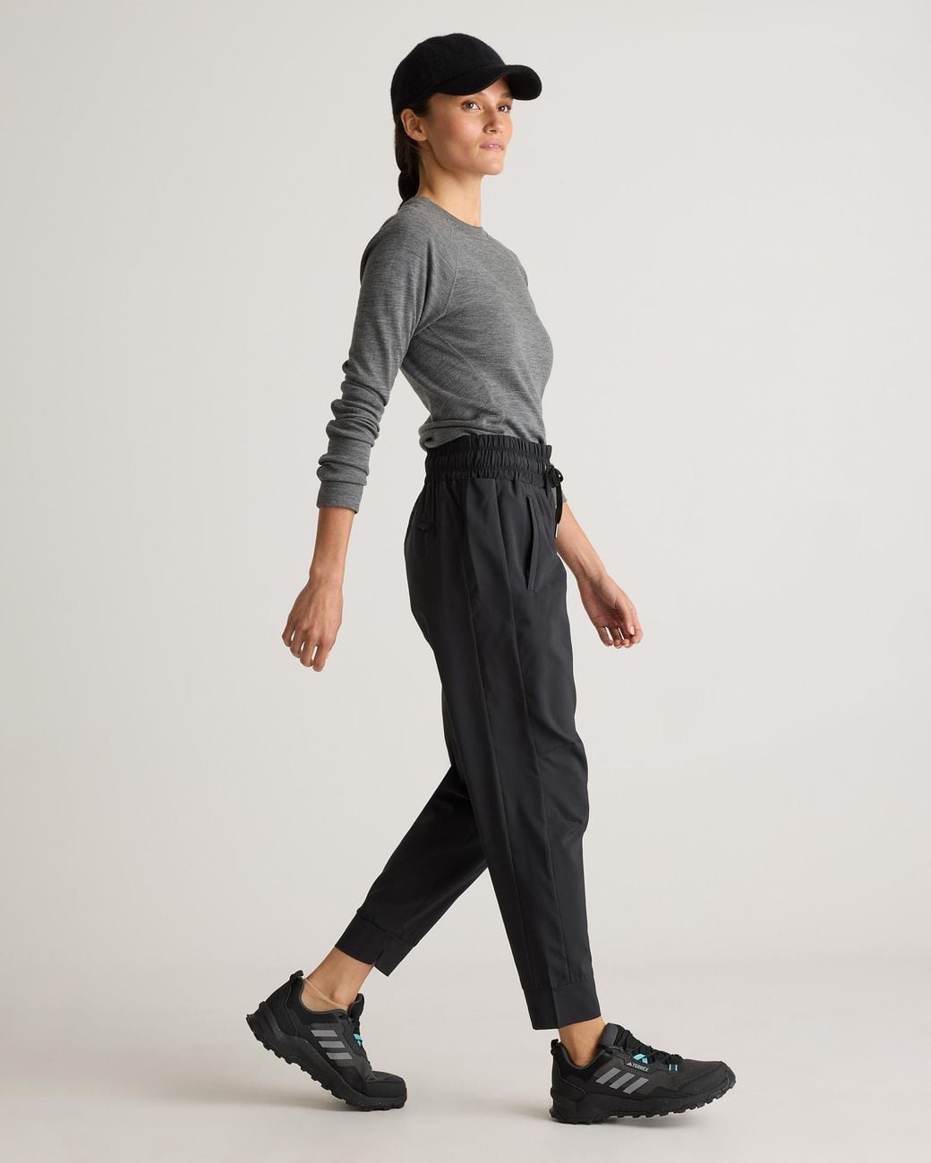 Quince Blue Micro Ripstop Mid-Rise Hike Joggers, Polyester