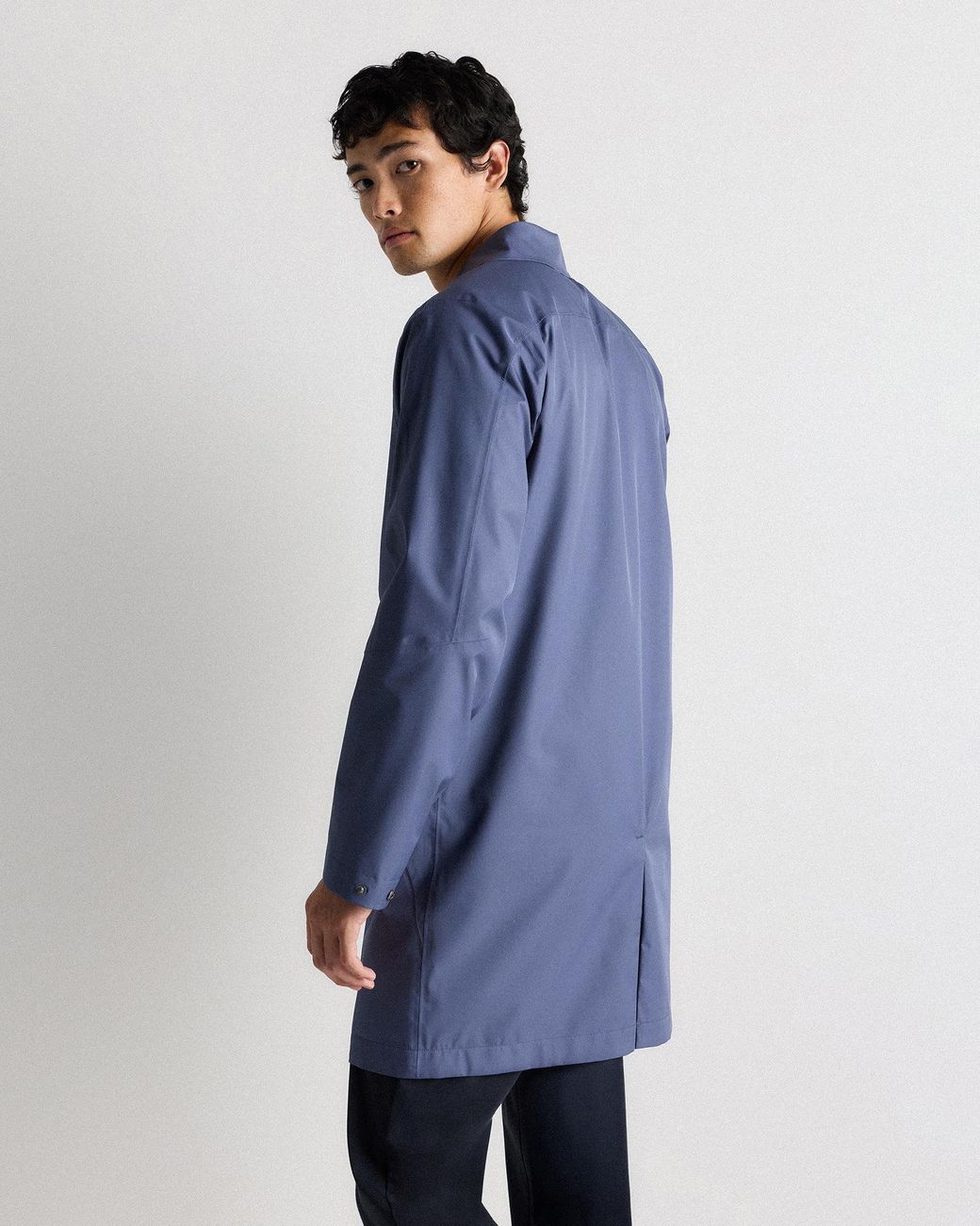 Quince Blue Weather Proof Long Rain Jacket, Polyester/Recycled Polyester Blend for men