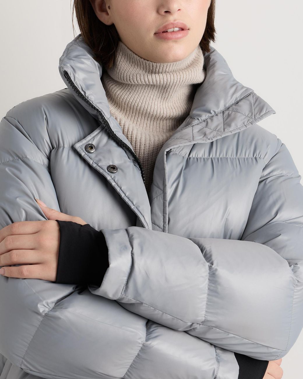 Quince Gray Responsible Down Long Puffer Jacket, Recycled Polyester