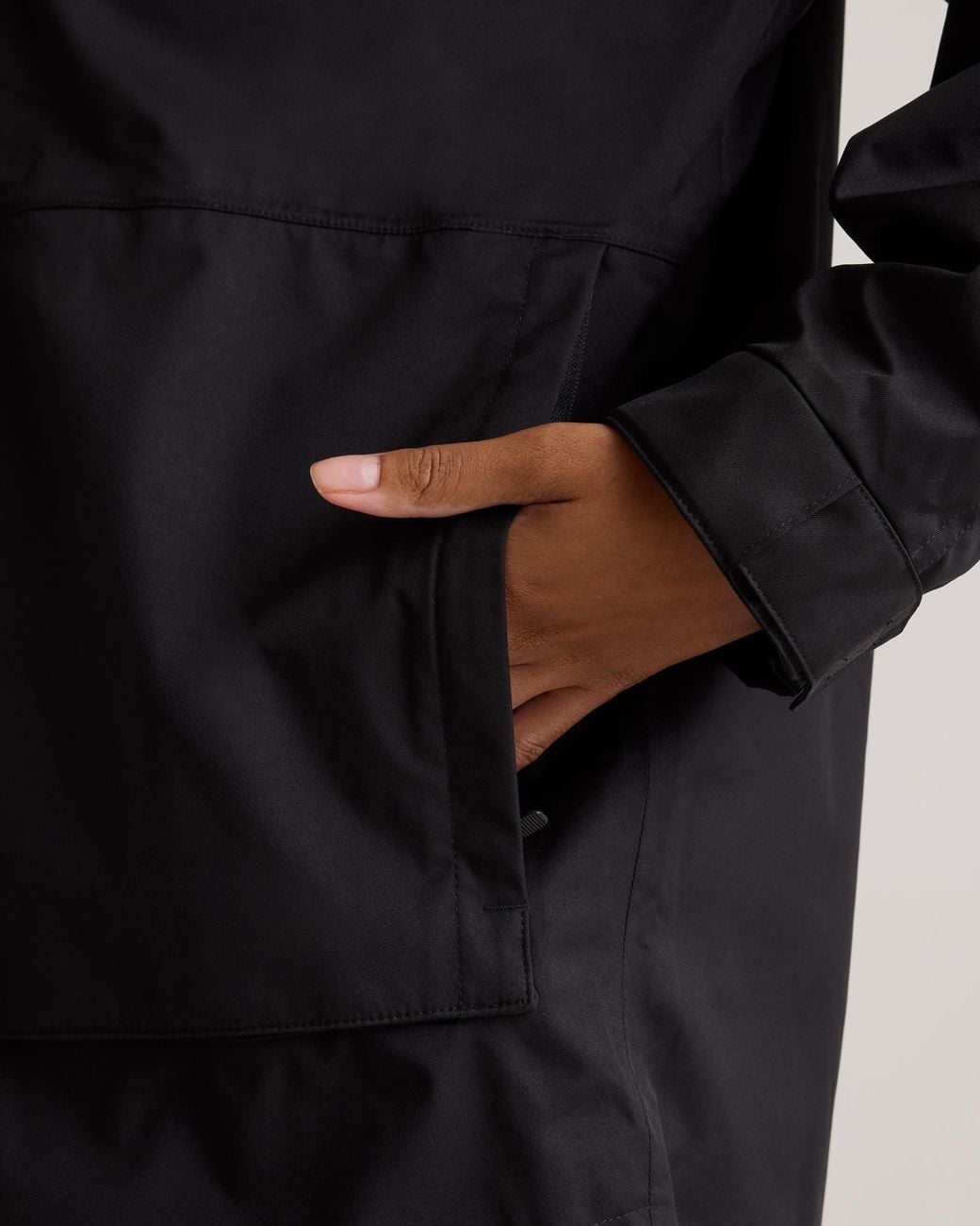 Quince Black Weather Proof Oversized Rain Jacket, Polyester/Recycled Polyester Blend