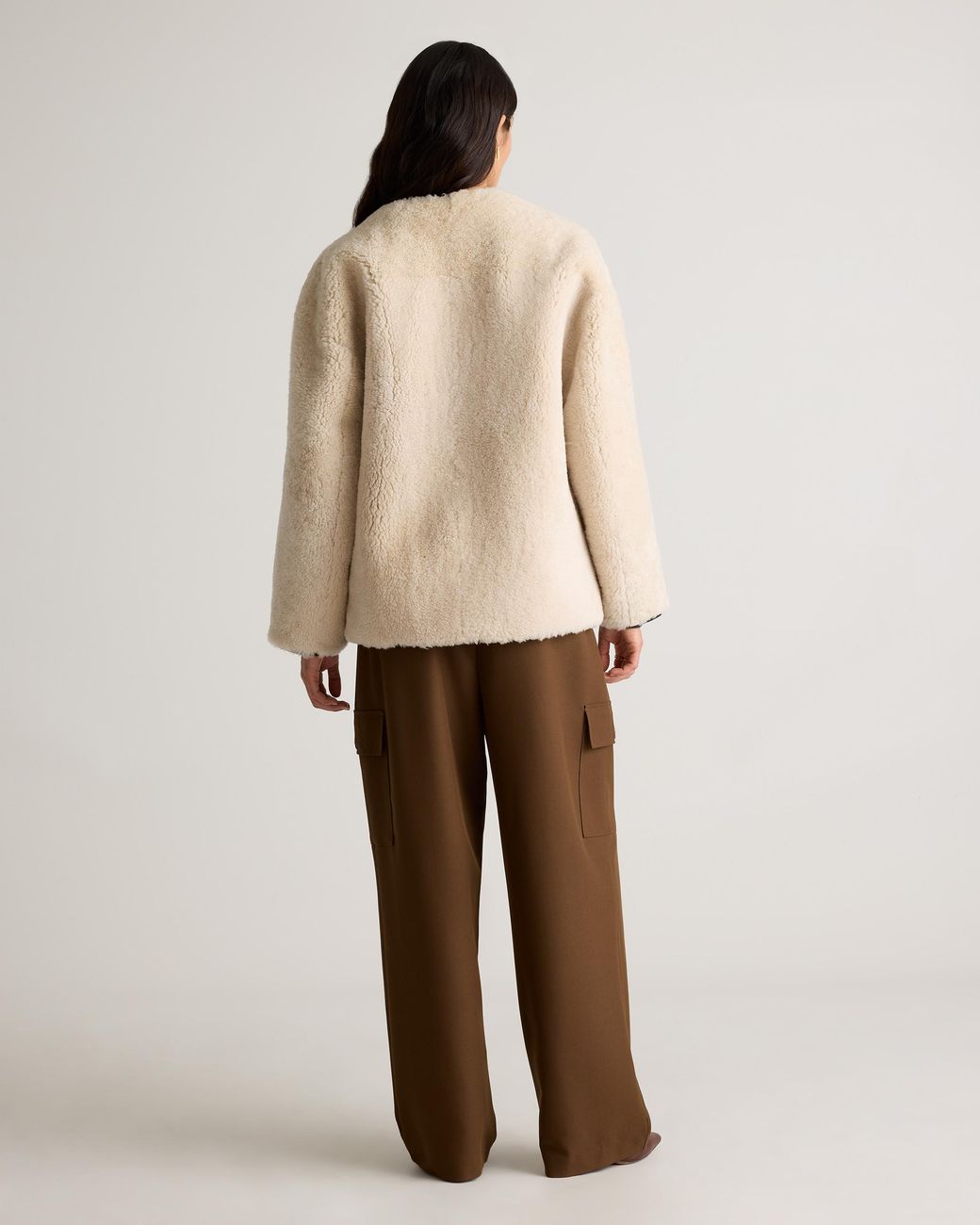 Quince Natural 100% Shearling Duffle Jacket, Leather