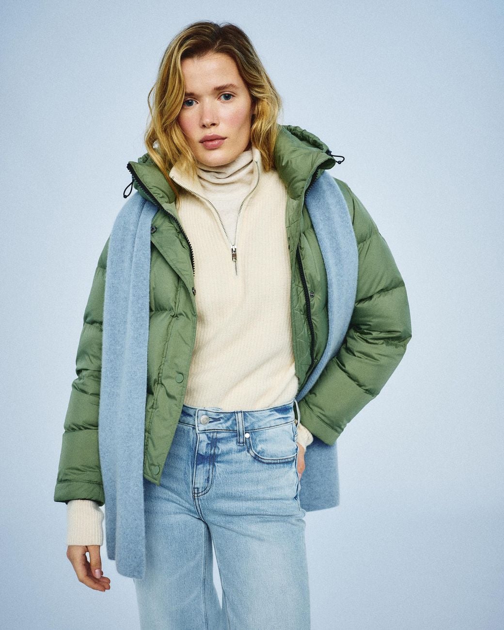 Quince Green Responsible Down Cropped Puffer Jacket, Recycled Polyester