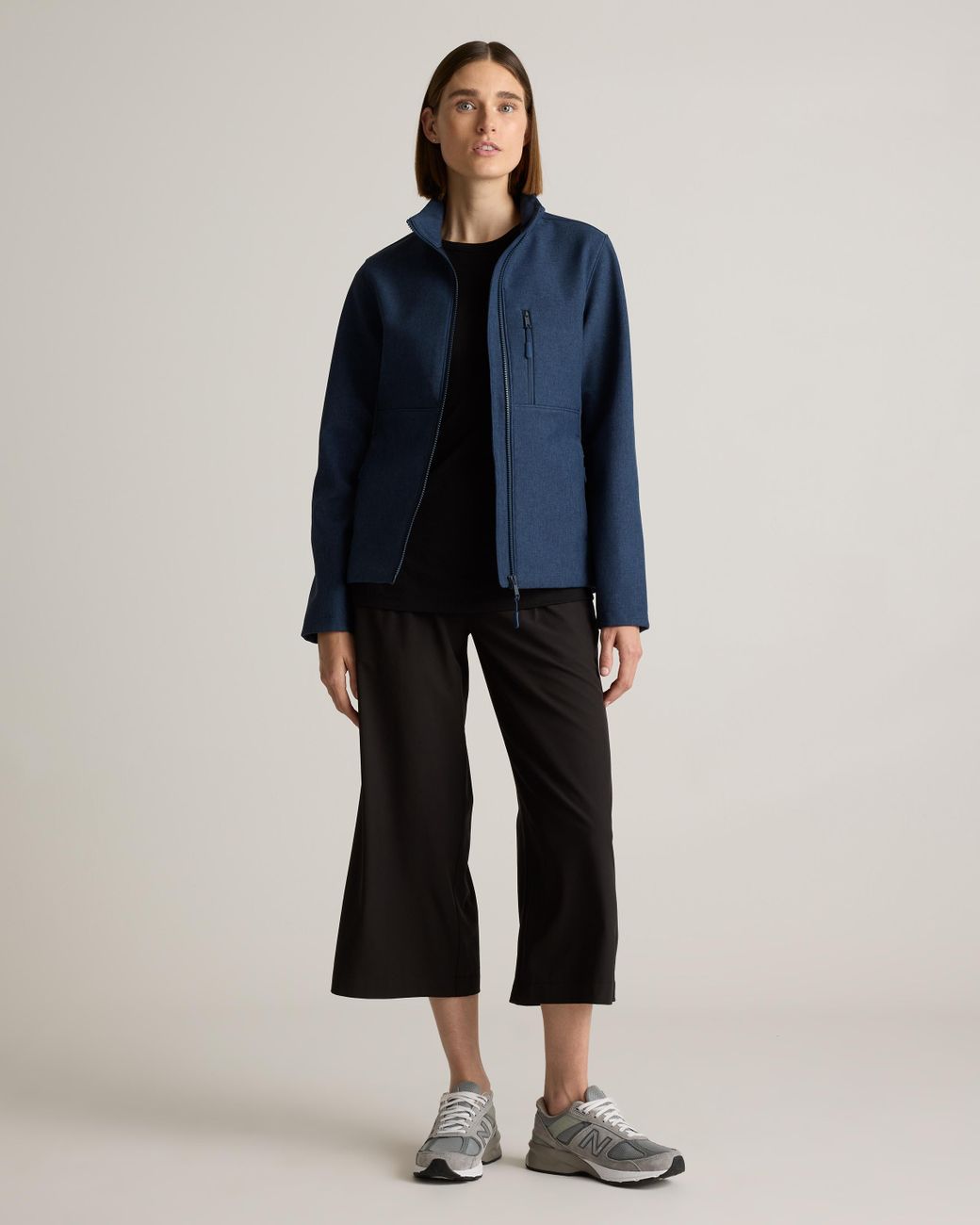 Quince Blue Softshell Fleece-Lined Full-Zip Jacket, Recycled Polyester