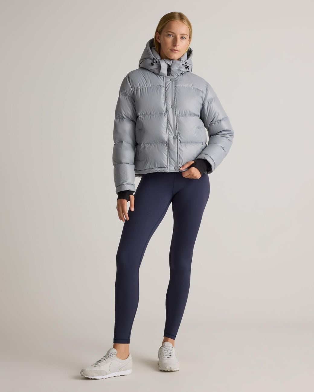 Quince Gray Responsible Down Cropped Puffer Jacket, Recycled Polyester