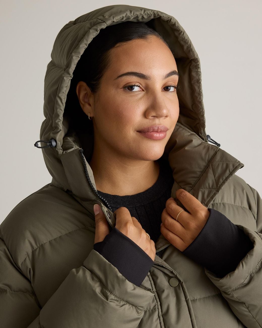 Quince Green Responsible Down Cropped Puffer Jacket, Recycled Polyester