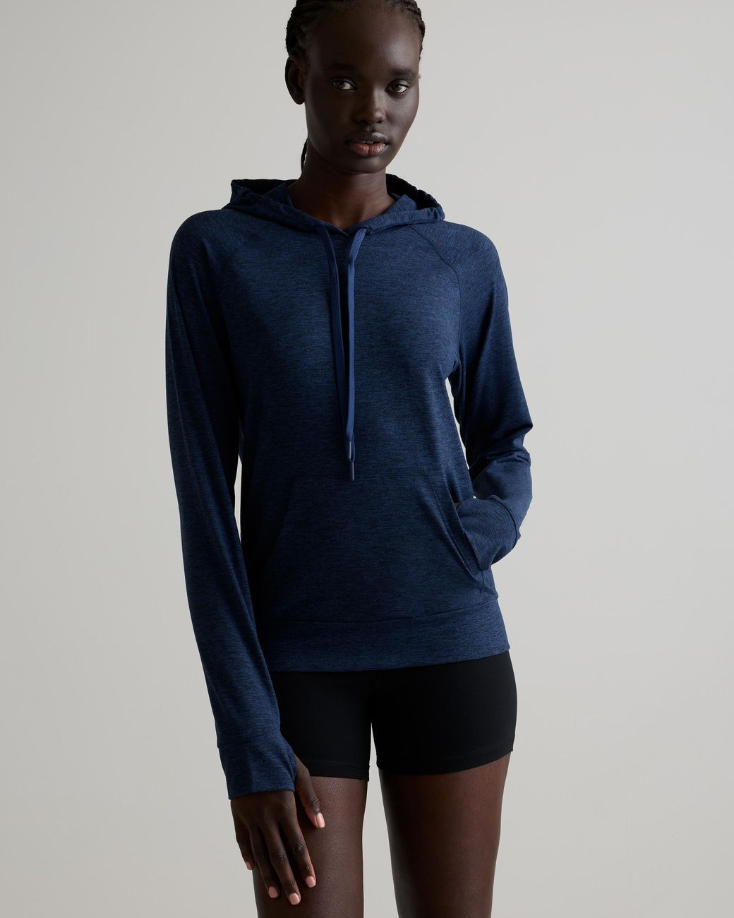 Quince Blue Flowknit Pullover Hoodie, Recycled Polyester