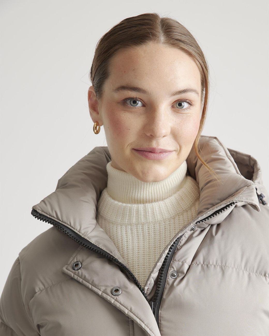 Quince Brown Responsible Down Puffer Jacket, Recycled Polyester