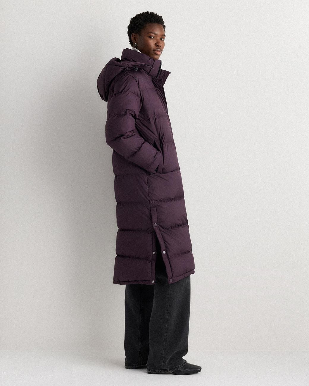 Quince Blue Responsible Down Long Puffer Jacket, Recycled Polyester