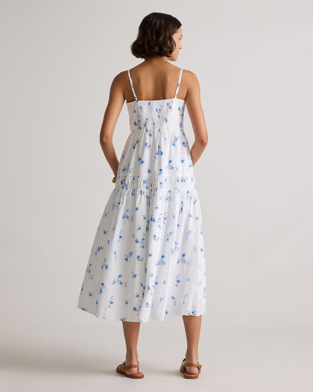 white christmas dresses Woven Straight Neck Spaghetti Strap Ruffle Maxi Dress