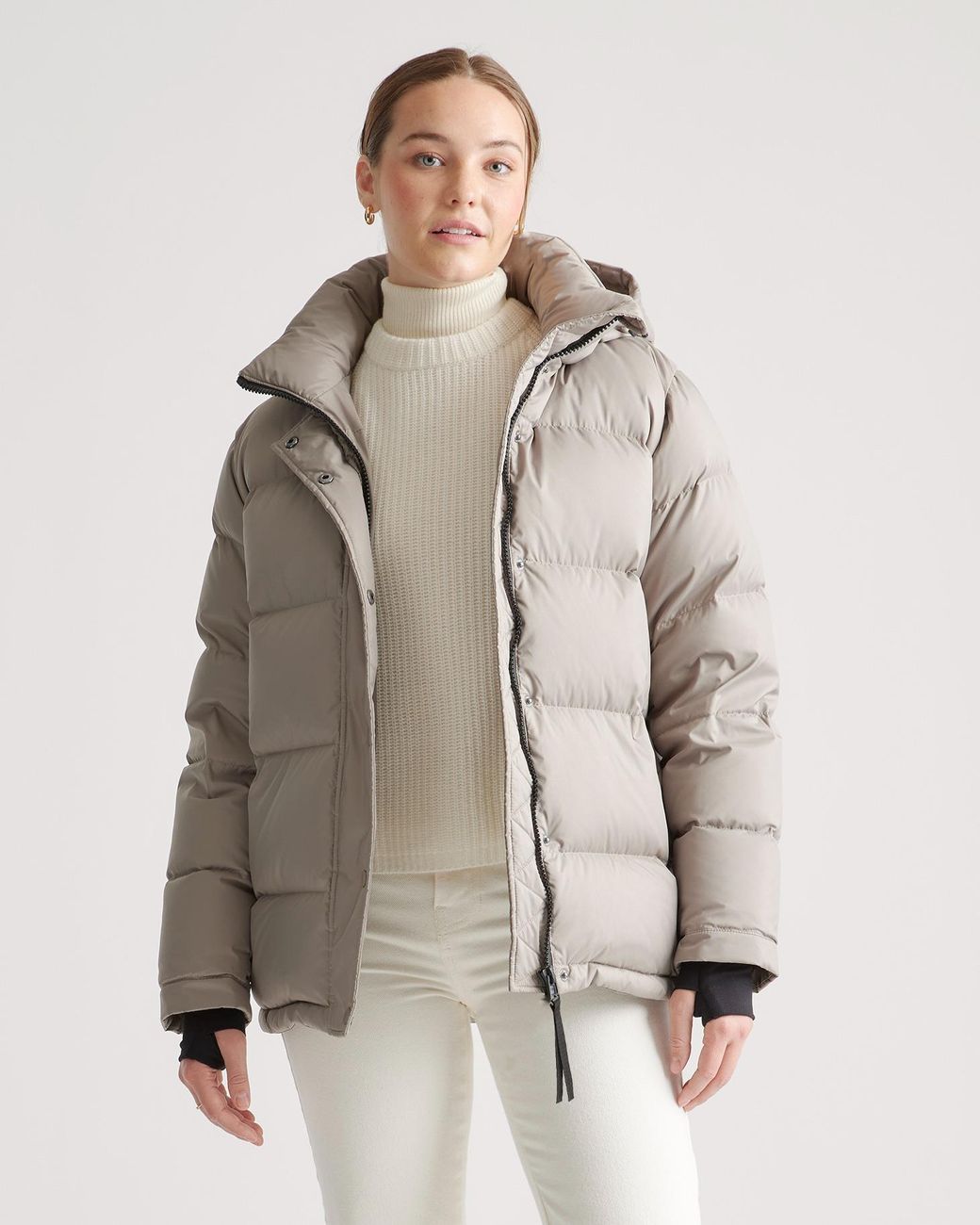 Quince Brown Responsible Down Puffer Jacket, Recycled Polyester