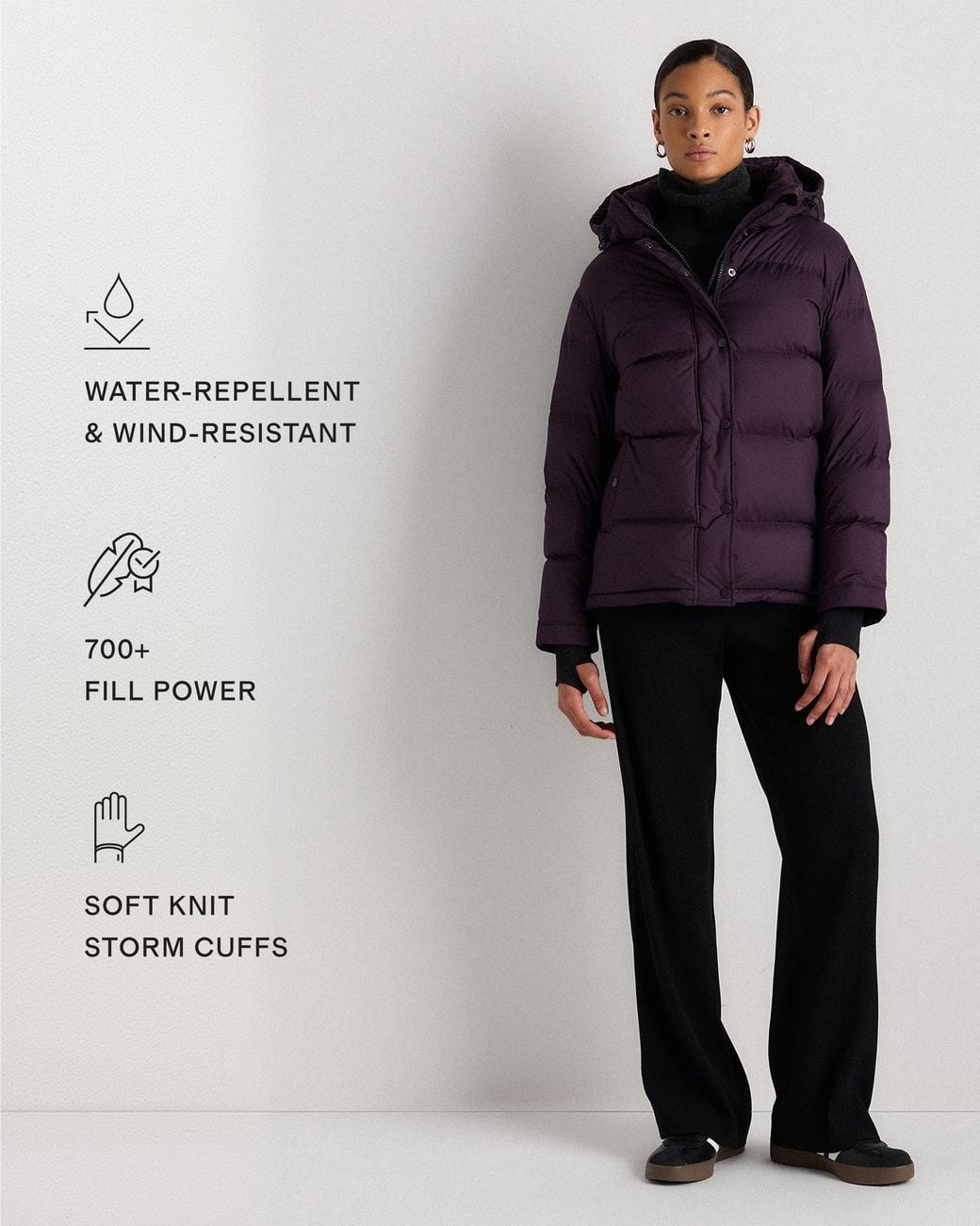 Quince Blue Responsible Down Puffer Jacket, Recycled Polyester