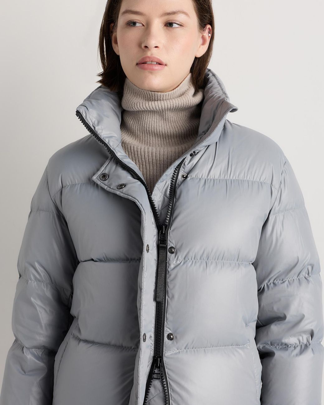 Quince Gray Responsible Down Long Puffer Jacket, Recycled Polyester