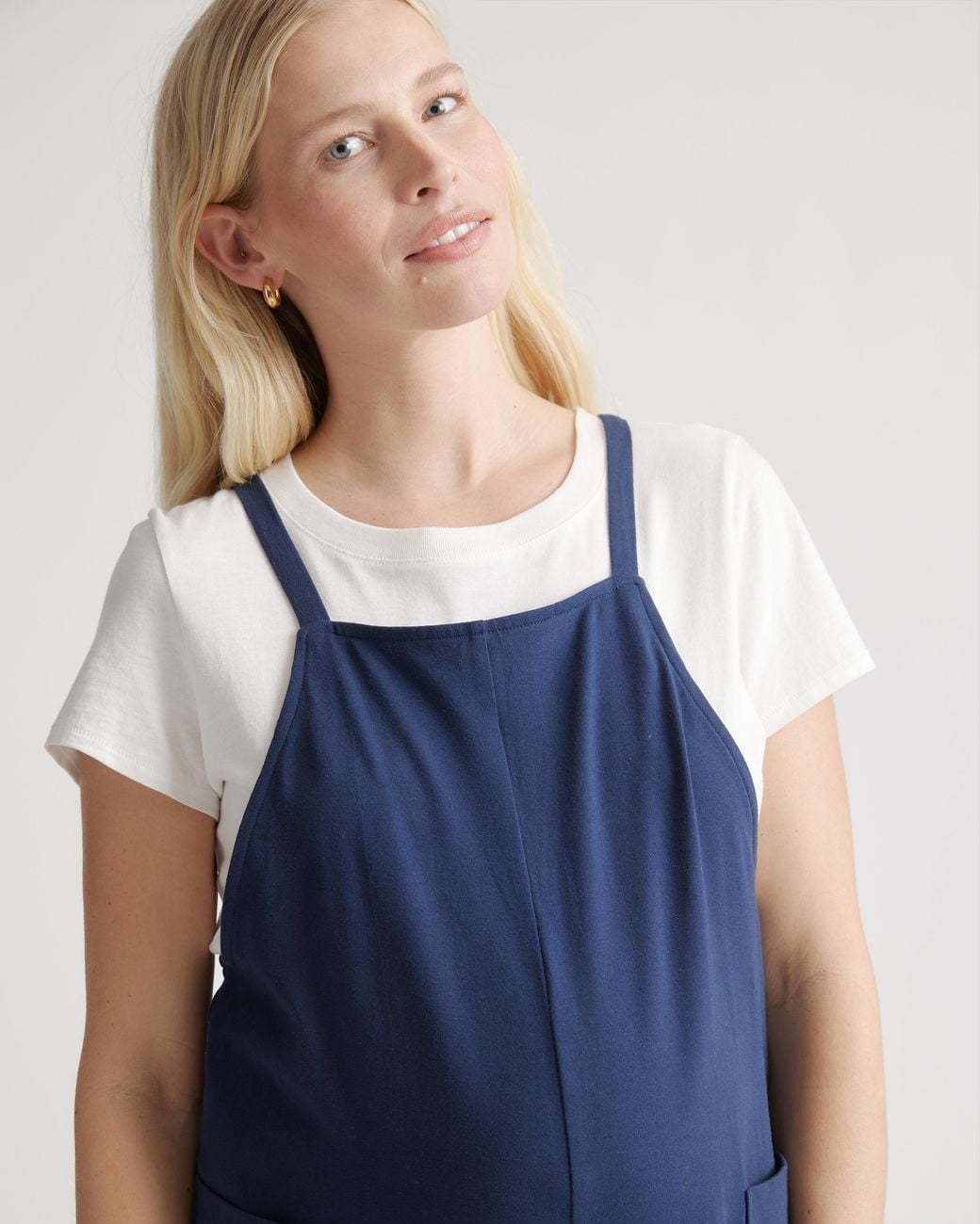 Quince Blue Maternity Overalls, Organic Cotton
