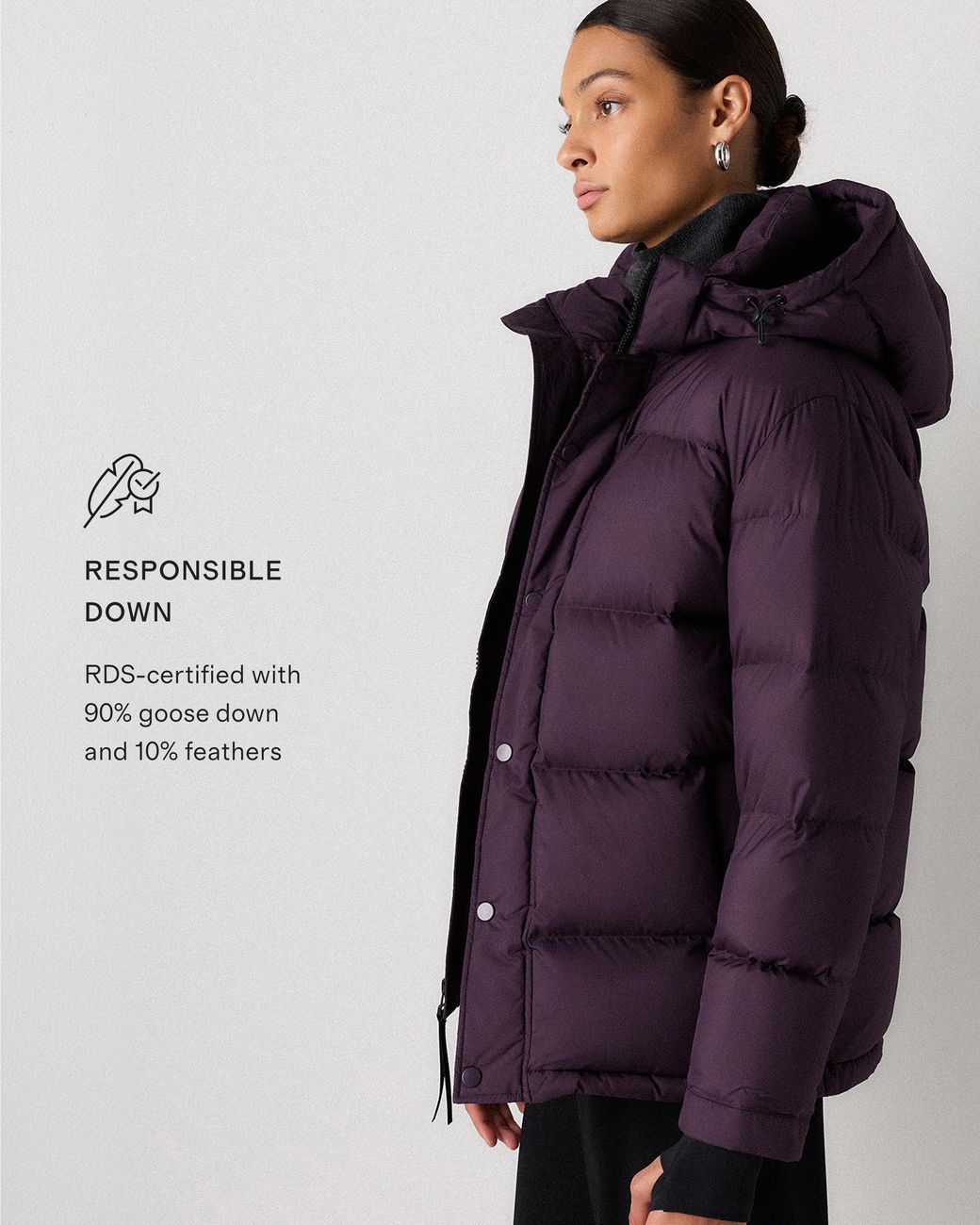 Quince Blue Responsible Down Puffer Jacket, Recycled Polyester
