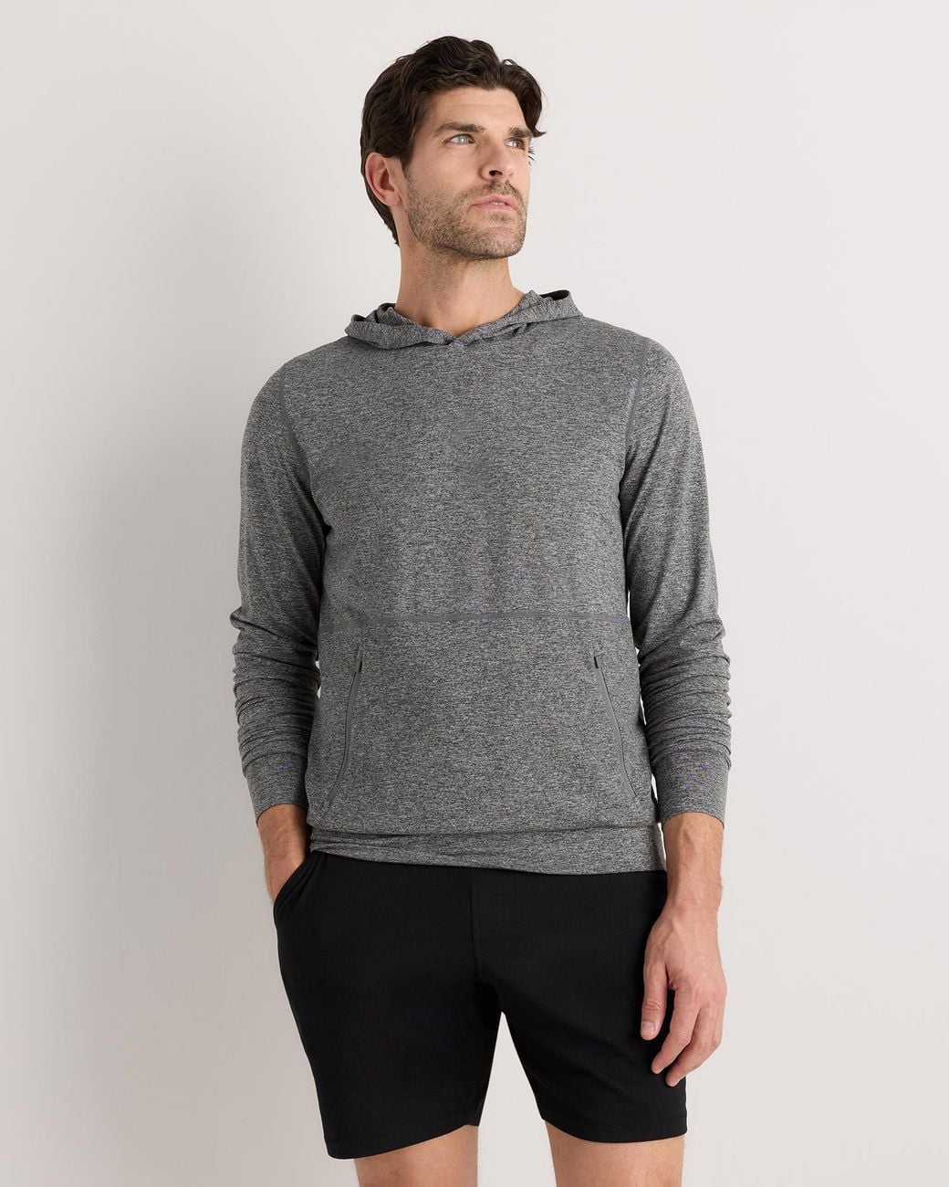 Quince Gray Flowknit Performance Hoodie, Recycled Polyester for men