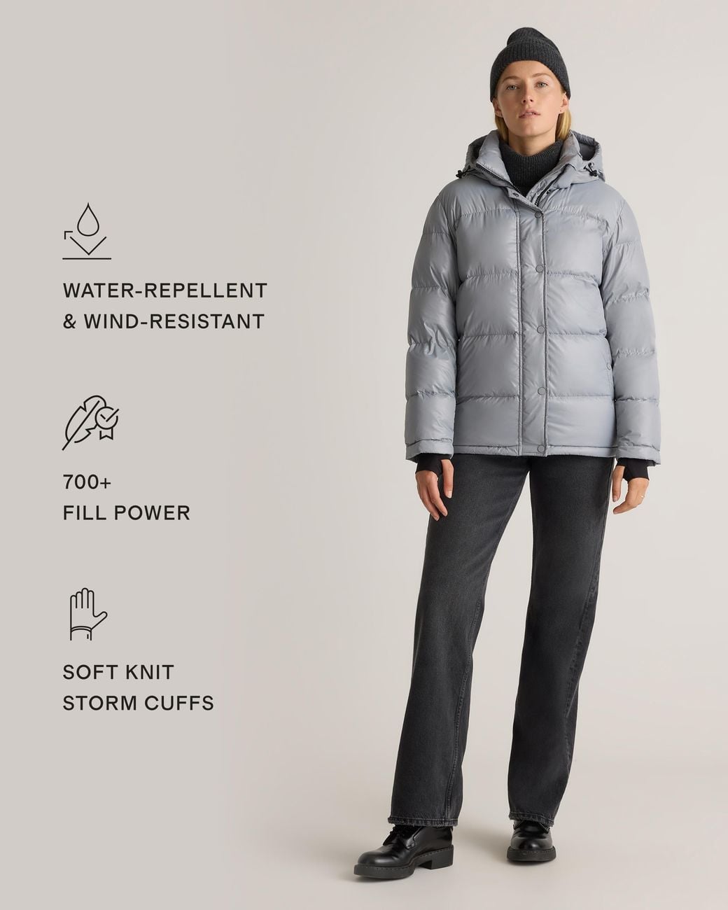 Quince Gray Responsible Down Puffer Jacket, Recycled Polyester
