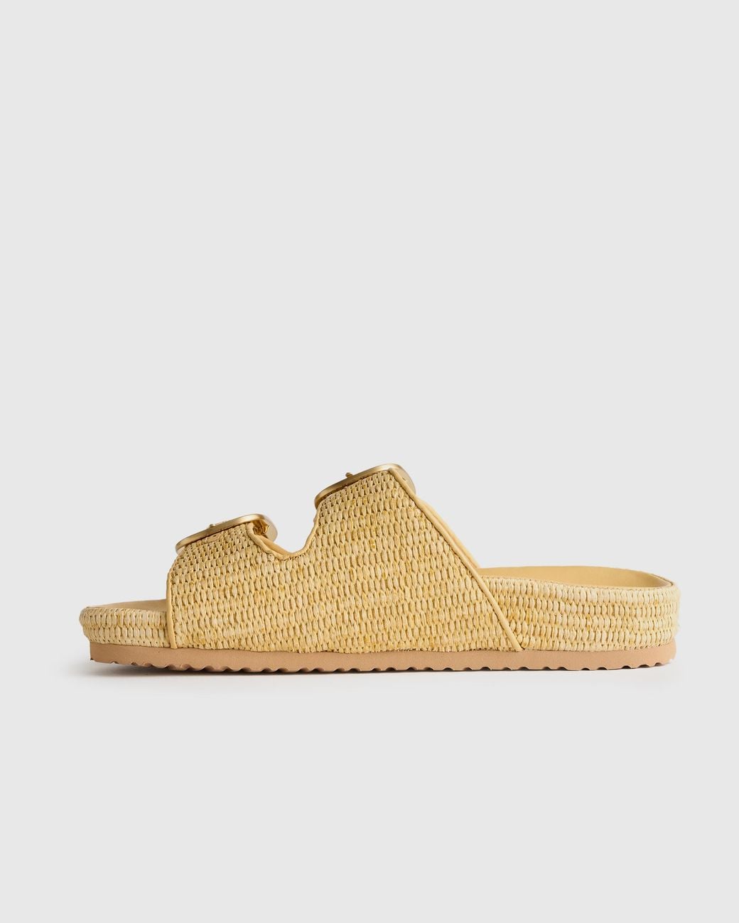 Quince Metallic Raffia Double Buckle Sandal