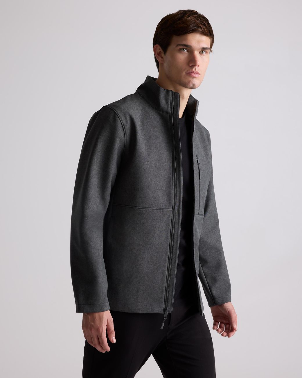Quince Gray Softshell Fleece-Lined Full-Zip Jacket, Recycled Polyester for men