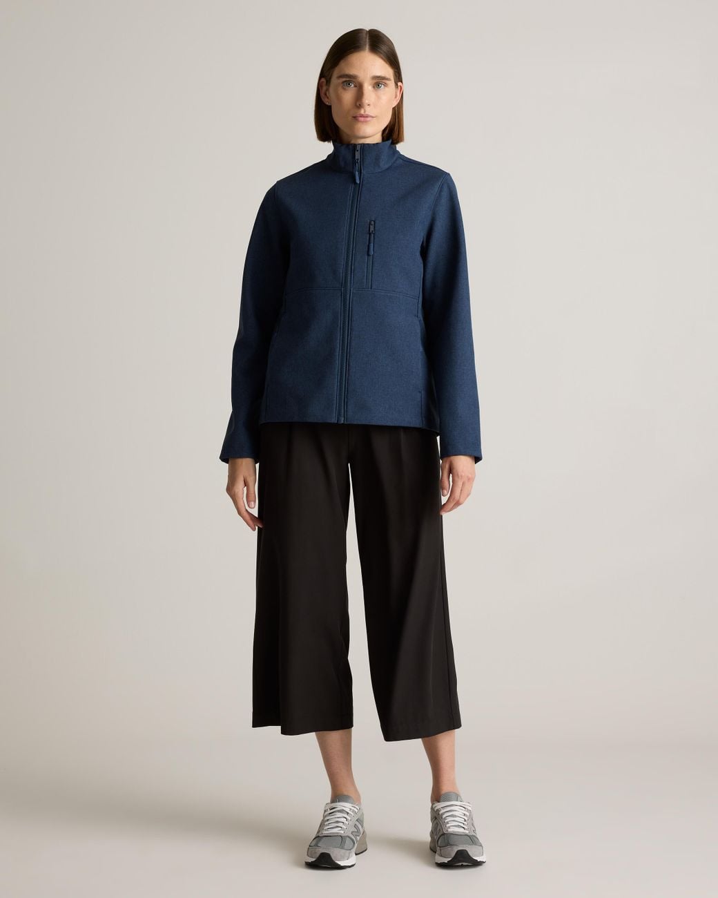 Quince Blue Softshell Fleece-Lined Full-Zip Jacket, Recycled Polyester