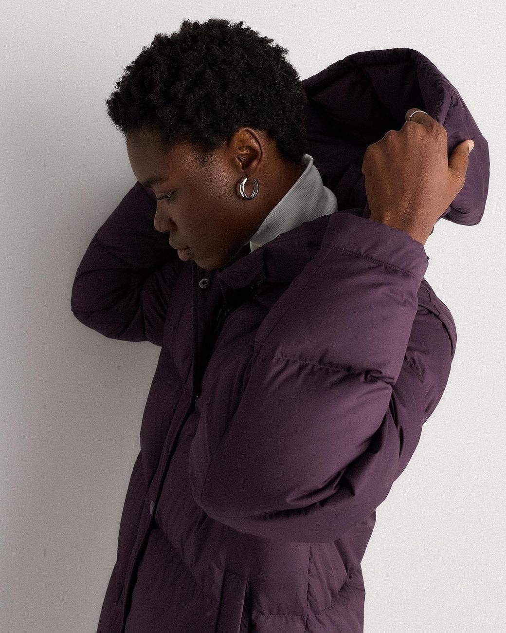 Quince Blue Responsible Down Long Puffer Jacket, Recycled Polyester