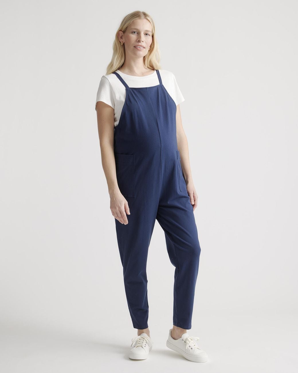 Quince Blue Maternity Overalls, Organic Cotton