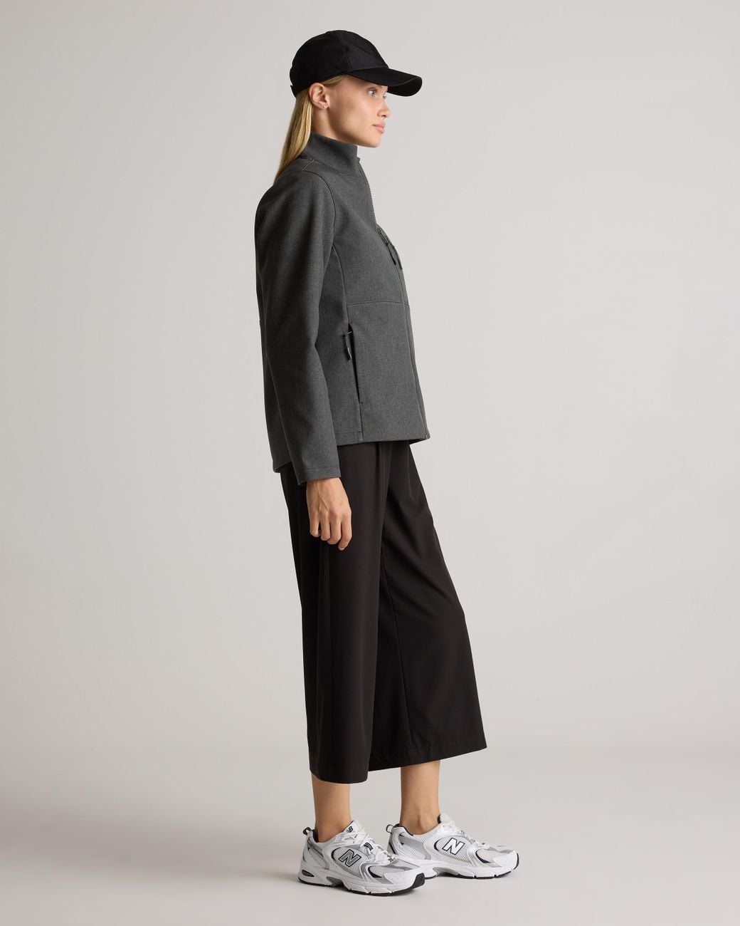Quince Gray Softshell Fleece-Lined Full-Zip Jacket, Recycled Polyester