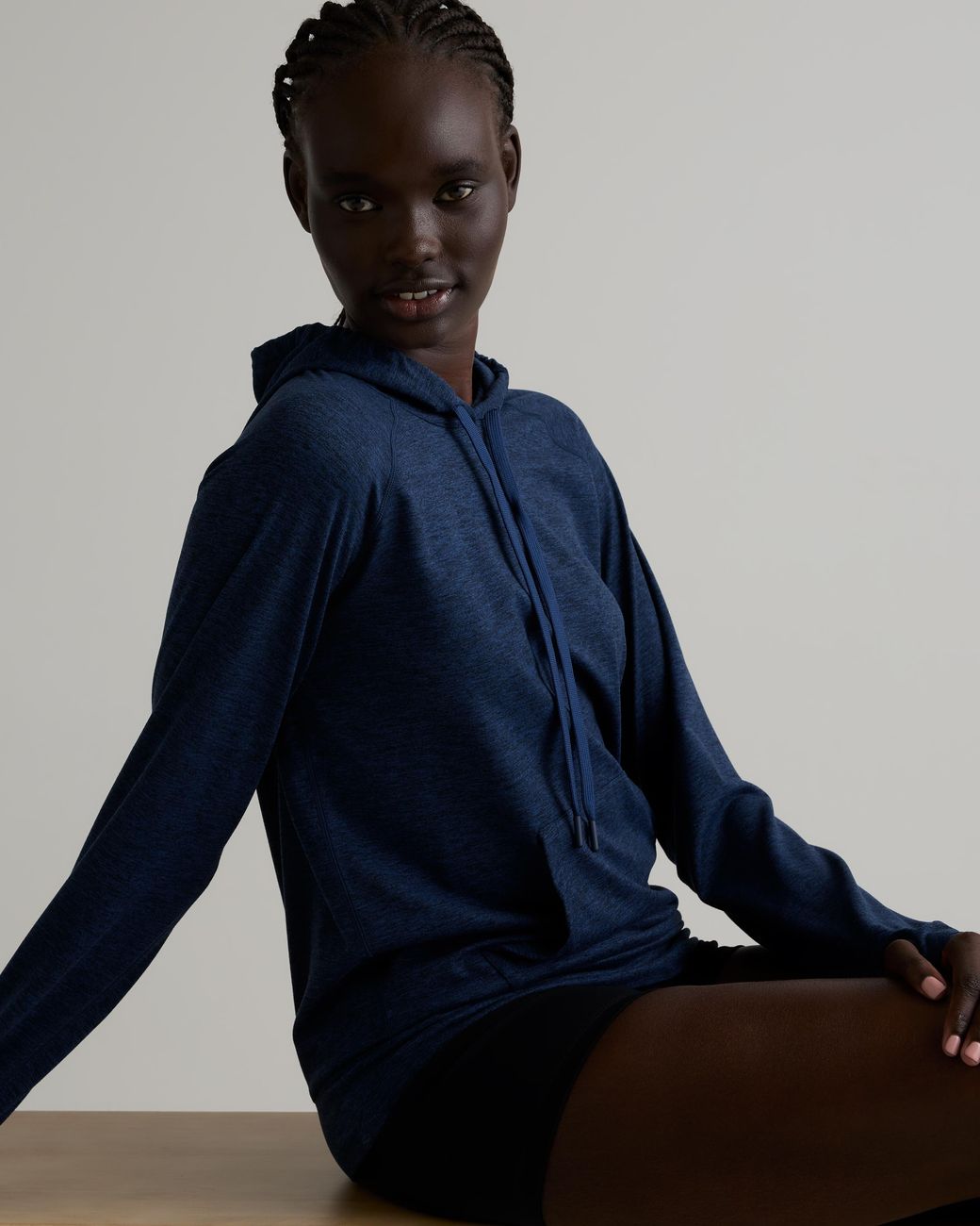 Quince Blue Flowknit Pullover Hoodie, Recycled Polyester