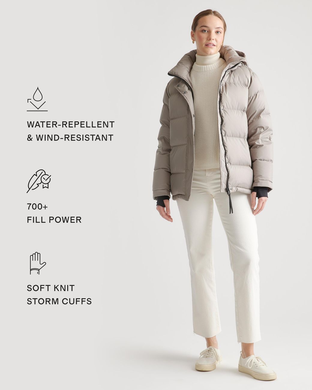 Quince Brown Responsible Down Puffer Jacket, Recycled Polyester