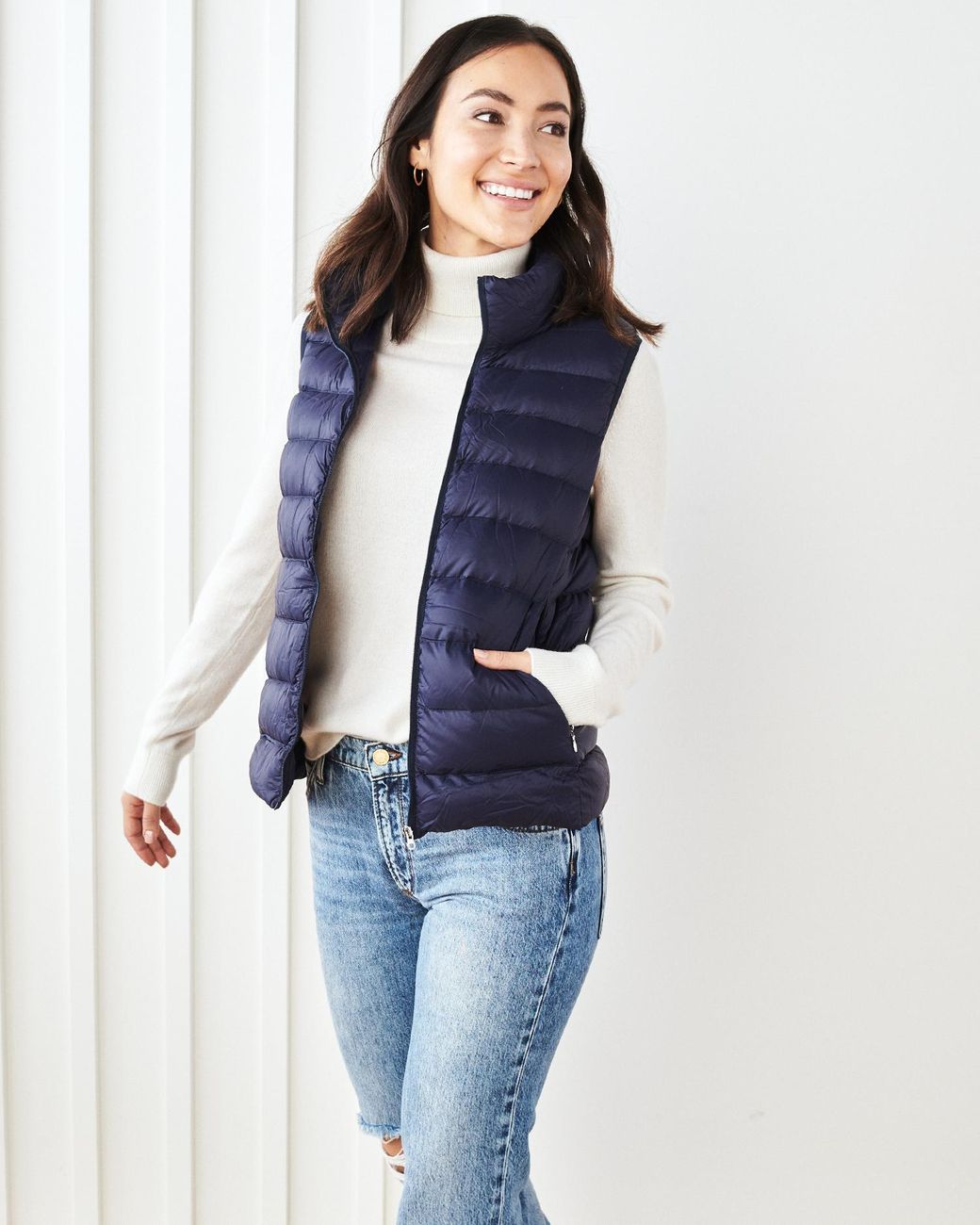 Quince Down Puffer Vest in Blue