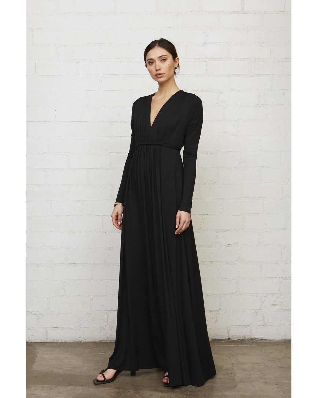 Long Sleeve Black Full Length Dress
