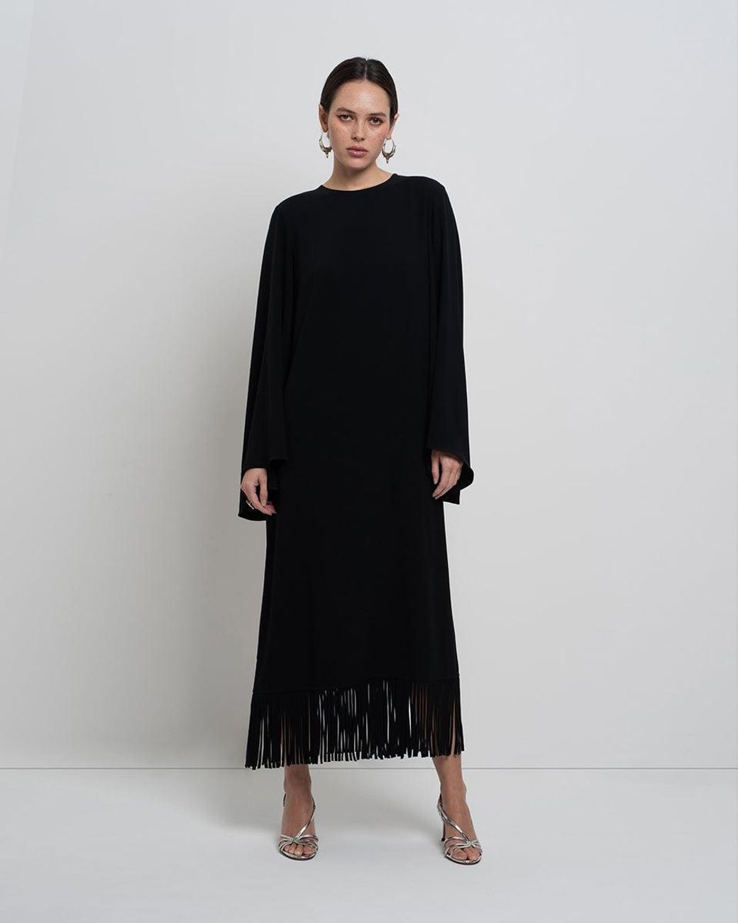 Racil Black Lee Kaftan With Fringes