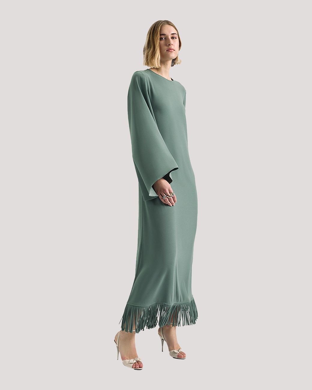 Racil Gray Lee Kaftan With Fringes